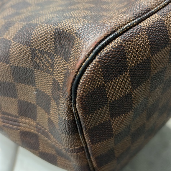 LV Louis Vuitton authentic Damier Ebene Neverfull MM N51105 Tote Bag, Brown. - Picture 13 of 15